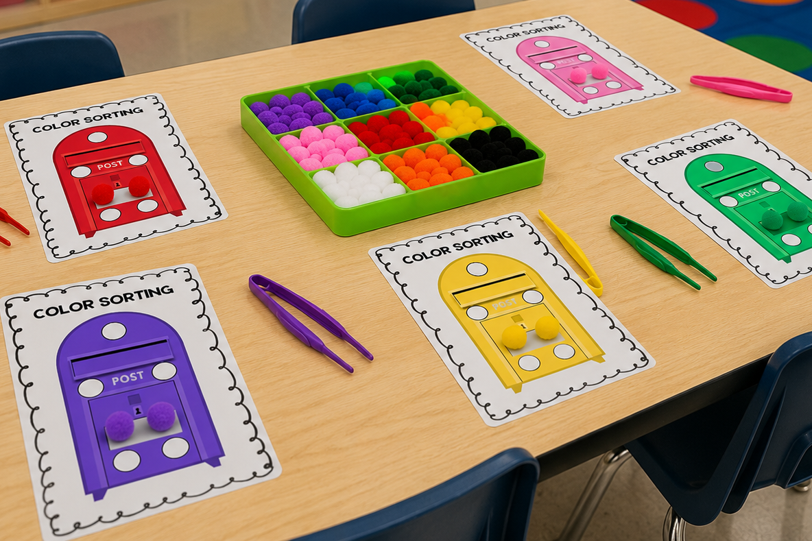 “Sort the Mail!” Post Office Color Sorting Activity for Preschool post office color sorting